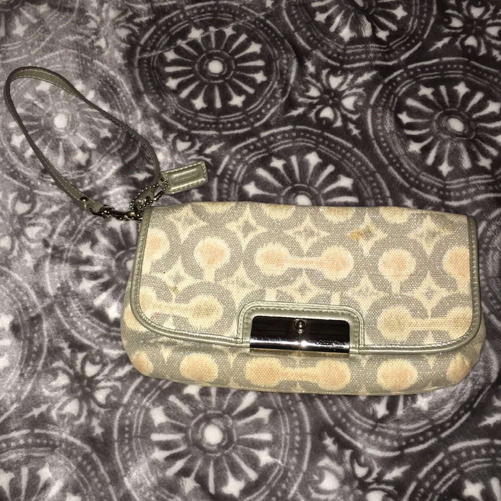 Coach Silver and Pink Clutch